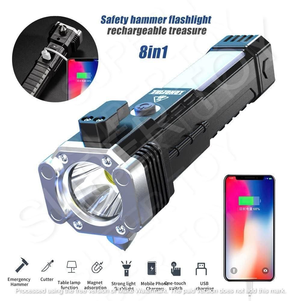 Rechargeable LED Torch with Long Beam Range & Power Bank